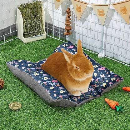 Rabbit Bed 15"X14"Thickened and Soft Bunny Bed Washable Cuddle Cushion Plush Mat Double-Sided Plush Small Pet Flop Mat Cotton Pillow for Rabbit