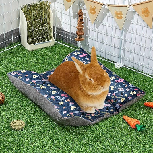 Rabbit Bed 15"X14"Thickened and Soft Bunny Bed Washable Cuddle Cushion Plush Mat Double-Sided Plush Small Pet Flop Mat Cotton Pillow for Rabbit