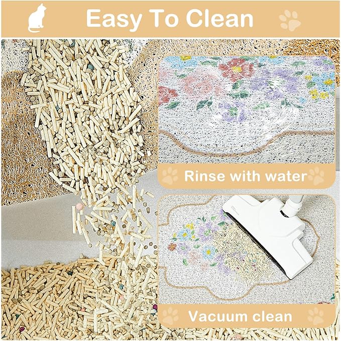 Glittme Premium Cat Litter Mat 33"x22" - Non-Slip & Waterproof Litter Trapping Mat for Litter Boxes - Soft Mesh Kitty Sand Catcher Pad Easy to Clean & Washable Floor Protector