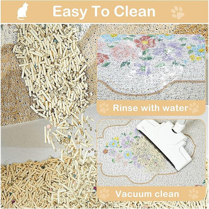 Glittme Premium Cat Litter Mat 33"x22" - Non-Slip & Waterproof Litter Trapping Mat for Litter Boxes - Soft Mesh Kitty Sand Catcher Pad Easy to Clean & Washable Floor Protector
