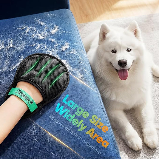Upgraded Pet Hair Removal Glove for Dogs & Cats, Electrostatic Five-Finger Hair Remover for Furniture, Couch, Carpet, Clothing& Car Seat, 1Pcs Reusable Magic Brush Pet Hair Remover Tool (Black)