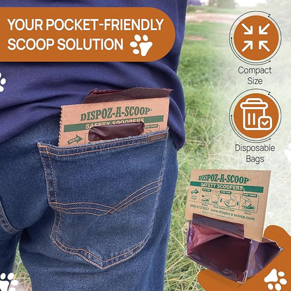 Dispoz-A-Scoop® 250 Pack"Scoop-Seal-Dispose” Dog Pooper Scooper with Bag Attachment, No-Touch Pooper Scoopers Solution, Portable Pooper Scooper for Dogs Large and Small, Dog Poop Scooper for Yard Walk