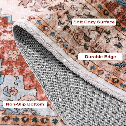 Ciicool Washable Runner Rug Non Slip, 2'x6' Hallway Rug Vintage Kitchen Rugs Carpet for Bedroom Laundry Bathroom Decor