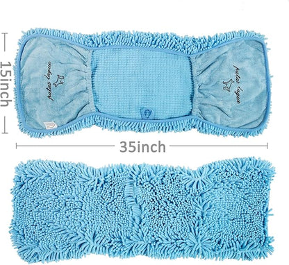 Patas Lague 2 Pack Absorbent Dog Towel for Drying Dogs Large, 35''x15'' Extra Large Microfiber Quick Drying Pet Bath Towel with Hand Pockets, Machine Washable Pet Shammy Grey Blue