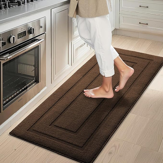 GRANNY SAYS Kitchen Mats for Floor Resist Dirt Kitchen Rugs Non Slip Washable, Long Rug Runner for Sink Laundry Thick Durable Polypropylene Comfort Standing, 47" x 20", Dark Brown