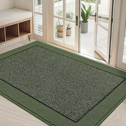 BEQHAUSE Indoor Door Mat 32" x 48", Dirt Trapper Door Mats Non-Slip Entryway Rugs Washable, Resist Dirt Absorbent Welcome Mat, Low Profile Floor Mats for Front Back Door and Entryway, Green