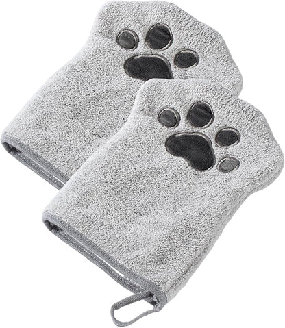 Muddi Mitt Microfiber Reusable Pet Wipes Grooming Towel Glove | Machine-Washable, Soft, Double-Sided Bath Mitt Replaces Wipes | Dirt Odor Removal | Gentle Paw Coat Cleaner | Dogs & Cats (A Pair)