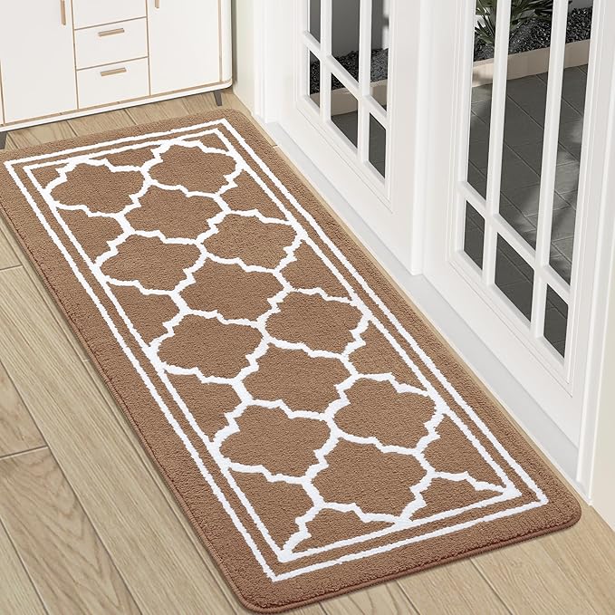 Buganda Runner Indoor Door Mat, Dirt-Resistant and Absorbent Doormat, Anti-Slip, Low Profile Floor Mats for Inside Entryway, Front, and Back Door Entrance (47x20 Inches, Brown)