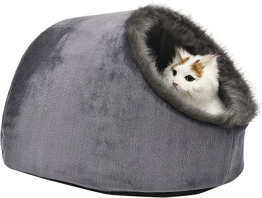 Cat Small Dog Cosy Bed Pets Igloo Bed Hideout Cave, Cushion Washable