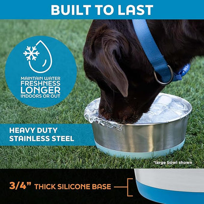 Master Pet Supply Stainless Steel Dog Bowls Set of 2 with Extra Thick Silicone Base - 8 Cup (64 oz) Plum Crazy, Non-Slip, Dishwasher Safe Metal Bowls, Pet Dog Food Bowl for Dogs, Cats, Anti Rust