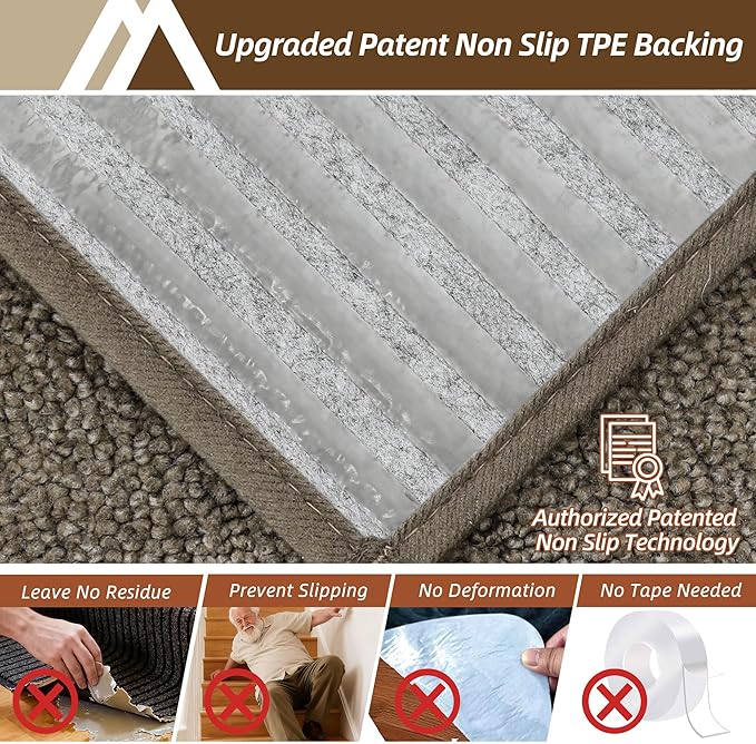 COSY HOMEER Stair Treads for Wooden Steps 9"x28" Washable Indoor Carpet Stair Treads Non Slip Soft Polyester Stair Carpet Tread Reusable Stair Runner Rugs for Kids, Elders,Pets,Light Brown,10pcs