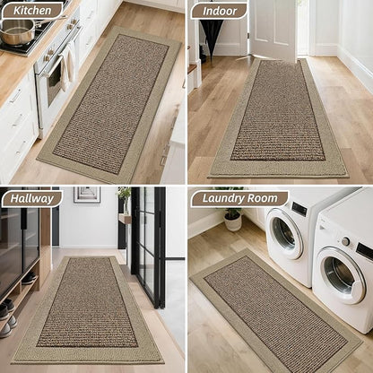 BEQHAUSE Indoor Door Mat 20" x 48", Dirt Trapper Door Mats Non-Slip Entryway Rugs Washable, Resist Dirt Absorbent Welcome Mat, Low Profile Floor Mats for Front Back Door and Entryway, Taupe