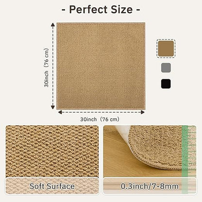 Non-Slip Stair Treads Runners - 1 Pack 30''x30'' Stair Runner for Wooden Steps Washable Self Adhesive Stair Landing Rug Stain Resistant Carpet Edging Staircase Mats for Kids and Pets Brown