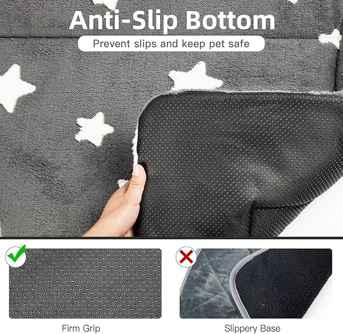 Mora Pets Dog Crate Pad Kennel Bed Crate Mat for Small Dogs Washable Cute Star Pet Bed for Dog Cage Ultra Soft Flat Puppy Cat Kitten Pillow Cushion for Sleeping Anti-Slip Grey 24 x 18