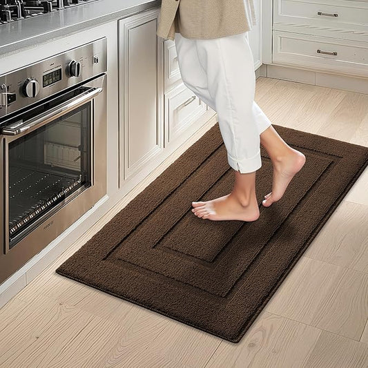 GRANNY SAYS Kitchen Mats for Floor Resist Dirt Kitchen Rugs Non Slip Washable, Small Rug for Sink Laundry Thick Durable Polypropylene Comfort Standing, 32" x 20", Dark Brown