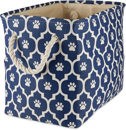 Bone Dry Pet Storage Collection Lattice Paw Print, Nautical Blue, Medium Rectangle