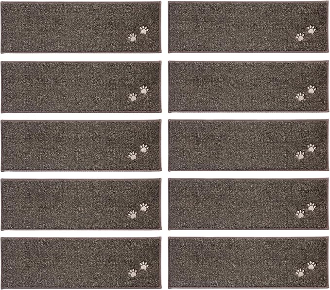 BEQHAUSE Stair Treads for Wooden Steps 28inX9in, Non Slip Carpet Stair Treads Indoor Stair Runners Machine Washable, Soft Stair Rugs Mat Surface Polyester TPE Backing, 15pcs, Brown