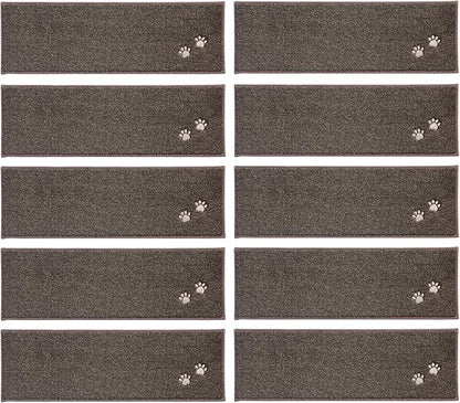 BEQHAUSE Stair Treads for Wooden Steps 28inX9in, Non Slip Carpet Stair Treads Indoor Stair Runners Machine Washable, Soft Stair Rugs Mat Surface Polyester TPE Backing, 4pcs, Brown