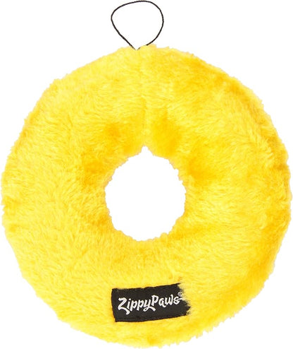 ZippyPaws Donutz - No Stuffing Dog Toys to Keep Them Busy, for Small and Medium Dogs, Squeaky Pet Toy for Boredom, Unstuffed Chew Toy, Soft Plush Puppy Products, Funny Food Toy - Strawberry Donut