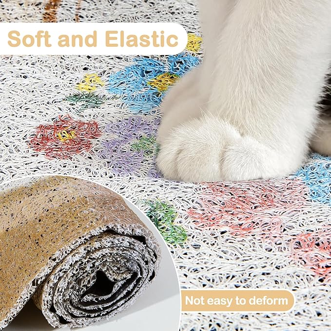 Glittme Premium Cat Litter Mat 33"x22" - Non-Slip & Waterproof Litter Trapping Mat for Litter Boxes - Soft Mesh Kitty Sand Catcher Pad Easy to Clean & Washable Floor Protector