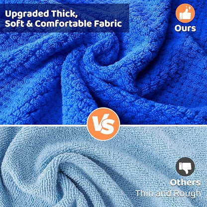 SlowTon Dog Bathrobe Towel - Super Absorbent Microfiber Pet Quick Drying Towel, Wearable Soft Bath Robes for After Bath Shower Swim Wet Walk, Adjustable for Small Middle Large Dogs (Blue, L)