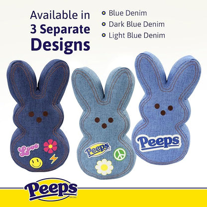Animal Adventure | 9" Blue Denim Shaggy Bunny Peeps Plush | Easter Basket Stuffed Animals for Kids | Marshmallow Candy | Huggable Ultra Soft Plushie Stuffers Buddy Toy | Collectable Gifts | Aged 3+