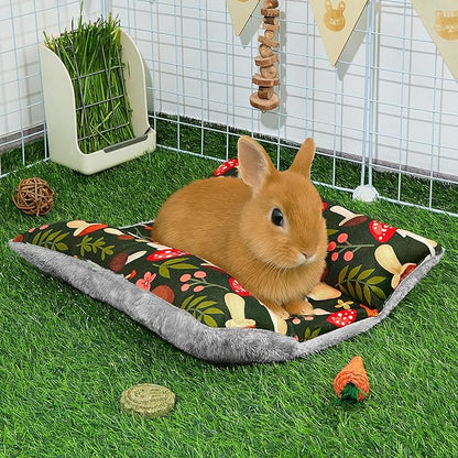 Rabbit Bed 15"X14"Thickened and Soft Bunny Bed Washable Cuddle Cushion Plush Mat Double-Sided Plush Small Pet Flop Mat Cotton Pillow for Rabbit