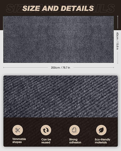 Cat Scratch Furniture Protector, Trimmable Self-Adhesive Carpet, DIY Climb Cat Scratcher Mat for Covering Cat Tower and Couch Protector from Cat Claws (78.7x15.8in Dark Gray)
