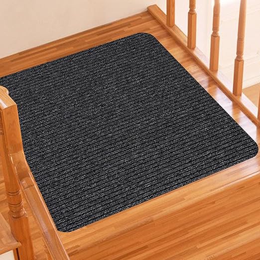 Stair Treads for Wooden Steps, Non-Slip Stair Runner Indoor Outdoor Stair Tread Mats Covers Pads, 31" x 31"Matching Staircase Step Runner for Elders, Kids and Dogs (31" X 31", Black)