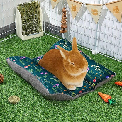 Rabbit Bed 15"X14"Thickened and Soft Bunny Bed Washable Cuddle Cushion Plush Mat Double-Sided Plush Small Pet Flop Mat Cotton Pillow for Rabbit