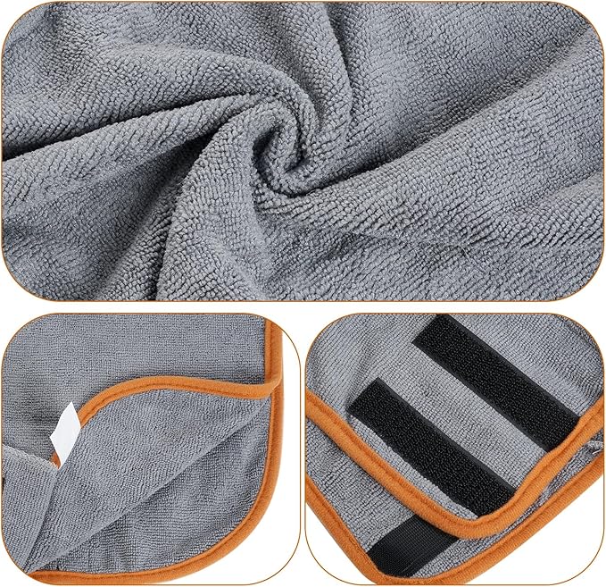 Dog Bathrobe Super Absorbent Dog Towels Microfiber Bath Robe Towel for After Bath Warm Keeping Dogs Cold Weather Coats