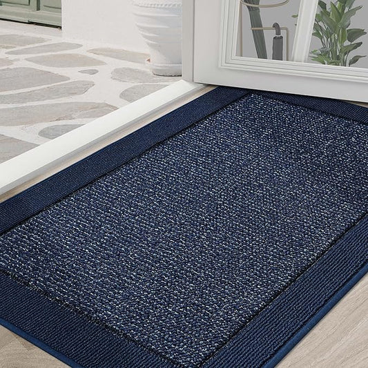 BEQHAUSE Indoor Door Mat 36" x 60", Dirt Trapper Door Mats Non-Slip Entryway Rugs Washable, Resist Dirt Absorbent Welcome Mat, Low Profile Floor Mats for Front Back Door and Entryway, Blue