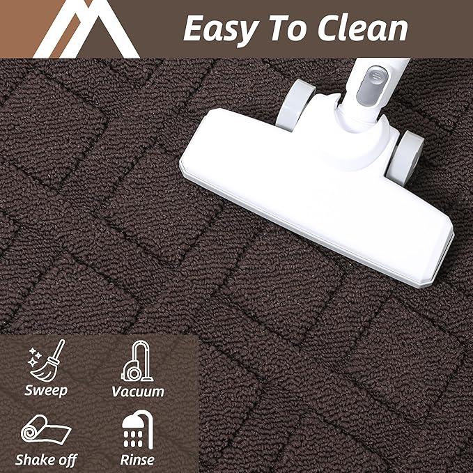 COSY HOMEER Door Mat Indoor Entrance, Non-Slip Absorbent Doormat for Front Door, Low-Profile Entryway Mat for Dirty Paws, Washable Dirt Trapper Mats (20"x32",Brown)