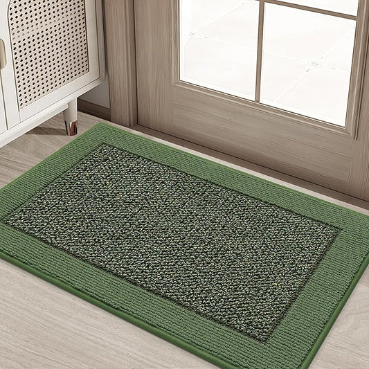 BEQHAUSE Indoor Door Mat 20" x 32", Dirt Trapper Door Mats Non-Slip Entryway Rugs Washable, Resist Dirt Absorbent Welcome Mat, Low Profile Floor Mats for Front Back Door and Entryway, Green