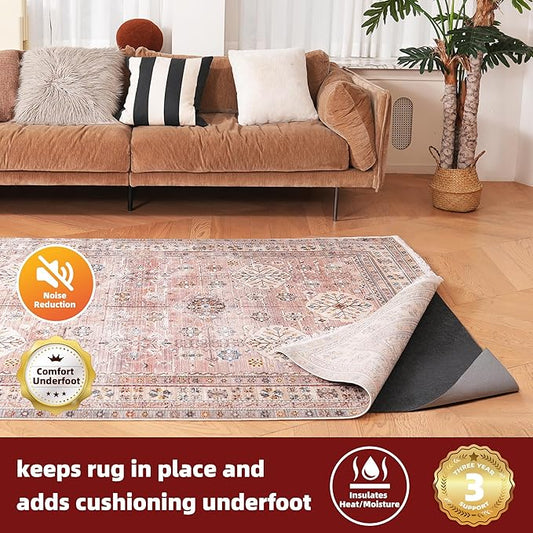 BAGAIL Felt and Natural Rubber Backing Rug Pads 1/4” Thick, 2 x 4 Ft Non Slip Carpet Gripper Keep Rugs in Place, Under Area Rug Protective Cushioned Pads, Carpet Runners, Hardwood Floors Protection