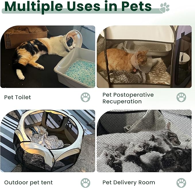 Love's cabin Pet Puppy Dog Playpen, Large Dog Tent Crates Cage Indoor/Outdoor, Portable Playpen for Cat, Foldable Pop Up Dog Kennel Playpen with Carring Case, Removable Zipper Top, Brown
