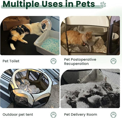 Love's cabin Pet Puppy Dog Playpen, Small Dog Tent Crates Cage Indoor/Outdoor, Portable Playpen for Cat, Foldable Pop Up Dog Kennel Playpen with Carring Case, Removable Zipper Top, Brown