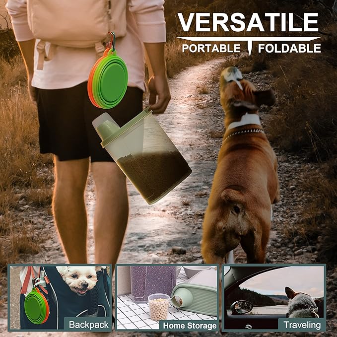 Citylife 2 PCS 2.5 LB Dog Food Containers Small Pet Cat Food Storage Container Pour Spout Measuring Cup Bird Dry Food Dispenser with Lid