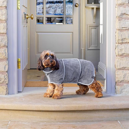 Lucky Pooch® Dog Robe - Luxurious Dog Bathrobe - Ultra Absorbent Dries Your Dogs in Minutes! Double-Layer, Super Soft Towel and Bath Robe All in One (S, Gray)