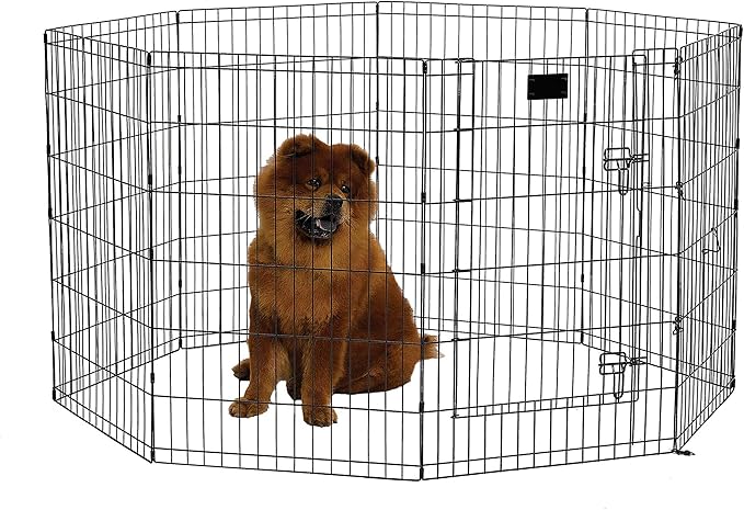 MidWest Homes for Pets 36-Inch Exercise Pen, for Indoor and Outdoor Use, 16 Sq Feet of Play, Single Door Folding Dog Pen, with Large Door Opening & Secure Latch, Easy to Set Up, Foldable Dog Playpen
