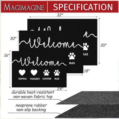 Custom Doormat with Name Pets Personalized Entryway Door Mat Front Door Mat for Outdoor Decor Entrance Mat Customised Rug Christmas Housewarming Gift with Anti-Slip Backing