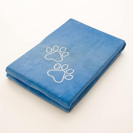 Unconditional Love | Premium Pet Drying Towel | Ultra Absorbent and Soft Microfiber Towel for Dogs and Cats (Blue) XL