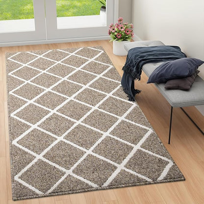 Finchitty Large Indoor Door Mat, Non-Slip Absorbent Resist Dirt Entrance Mat, Easy to Clean Mats for Entryway, Low-Profile Inside Floor Doormat, 59" x 35", Khaki