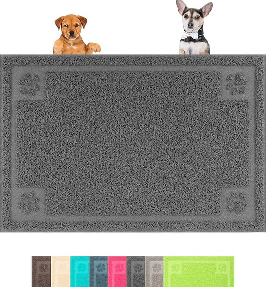 Darkyazi Pet Feeding Mat Large for Dogs and Cats,24"×16" Flexible and Easy to Clean Feeding Mat,Best for Non Slip Waterproof Feeding Mat. (Grey)