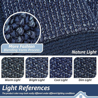 BEQHAUSE Indoor Door Mat 20" x 48", Dirt Trapper Door Mats Non-Slip Entryway Rugs Washable, Resist Dirt Absorbent Welcome Mat, Low Profile Floor Mats for Front Back Door and Entryway, Blue