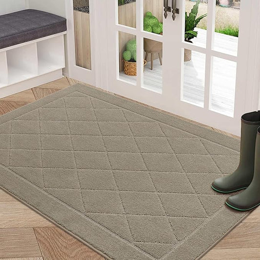 BEQHAUSE Dirt Trapper Door Mat 32" x 48", Doormat Non-Slip Entryway Rugs Washable, Dog Door Mat Stain Resistant and Absorbent Welcome Floor Mat for Front Back Door, Mud Wet Shoes & Paws, Beige