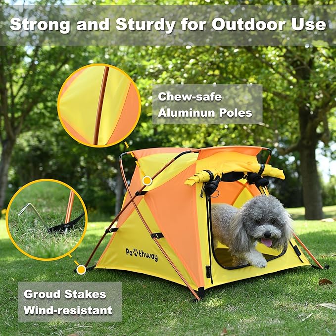 Portable Dog Tent for Small to Medium Sized Pets up to 25lb, Waterproof Dog Tent Outdoor Lightweight with Carrying Bag, Fully Zipped Meshed Door and Window, for Camping, Beach, Backyard