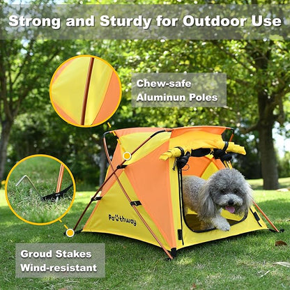 Portable Dog Tent for Small to Medium Sized Pets up to 25lb, Waterproof Dog Tent Outdoor Lightweight with Carrying Bag, Fully Zipped Meshed Door and Window, for Camping, Beach, Backyard