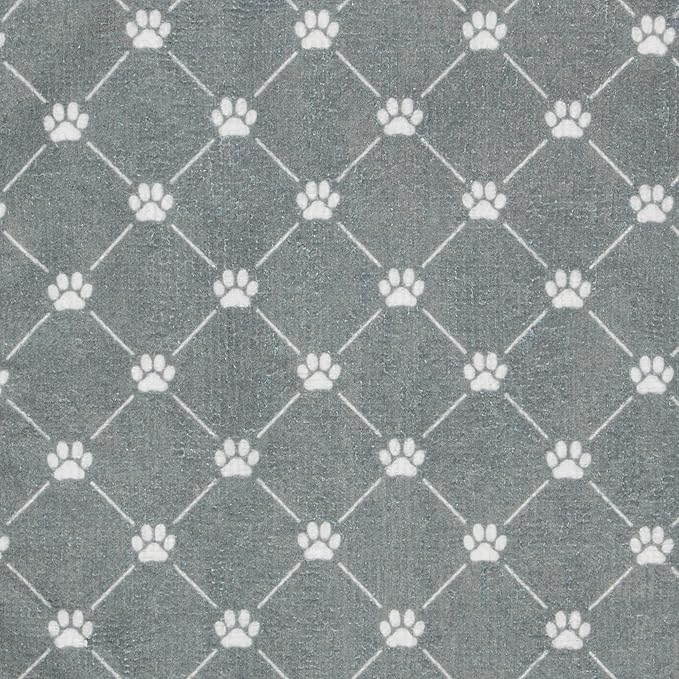 Bone Dry Pet Robe Collection, Trellis Paw Print, Absorbent Microfiber Bath Robe with Adjustable Closure for Dogs & Cats, Small, Gray