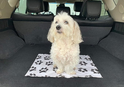 Ezee~Visit Black and White Dog Paw Print Pet Vet Mat (Standard)
